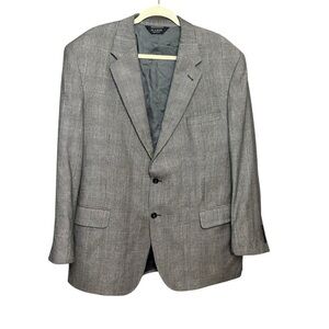 Jos A Bank 100% Wool Gray Blue Striped Blazer Size 46